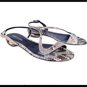 NICHOLAS KIRKWOOD sz EU 39 brown/cream python sandals (excellent pre-worn)